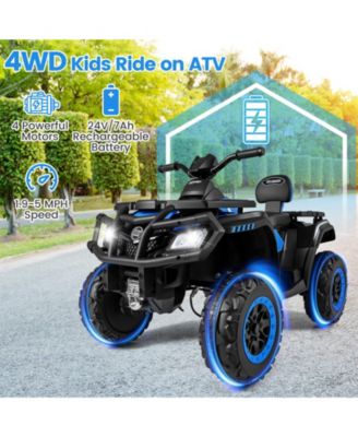 24V 2-Seater 4-Wheeler Quad Electric Vehicle w/ 4 Motors Soft Start LED Lights