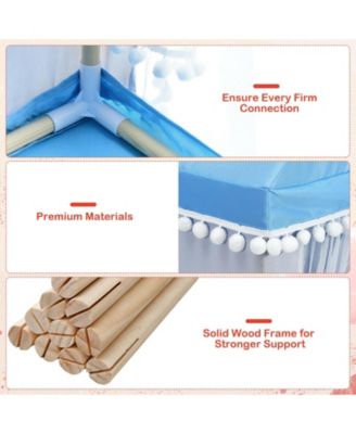 Kids Play Tent Large Playhouse Children Play Castle Fairy Tent Gift with Mat-Blue