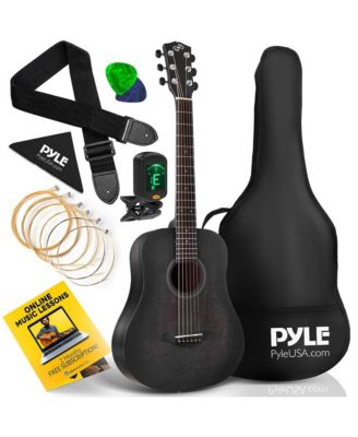 34" Acoustic Guitar Kit - 6-String 1/2 Junior Size Guitar with Accessories, Black (PGA820BK)