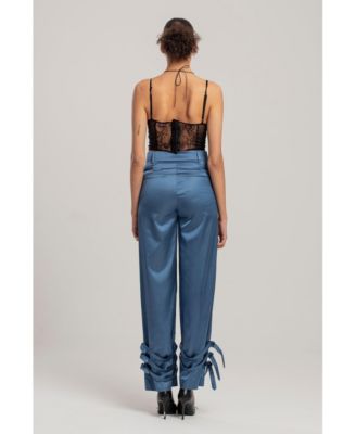 Women's Linen-Blend Shiny Pant