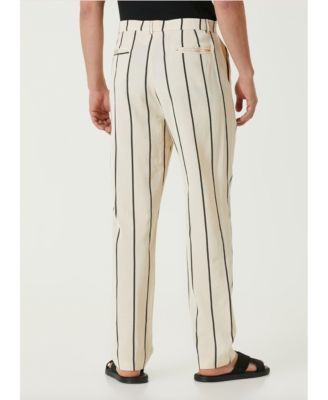Women's Men's Striped Silk & Linen Blend Two-Zip Pants