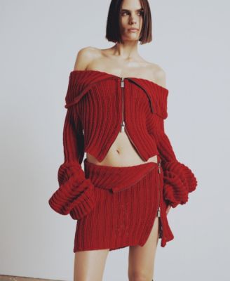 Women's Cashmere Blend Zippered Knit Skirt