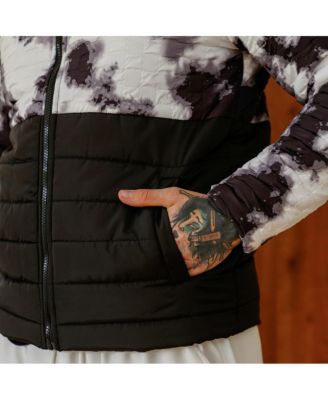 Men's Obsidian Black & Chalk White Dye-Block Quilt Puffer Jacket