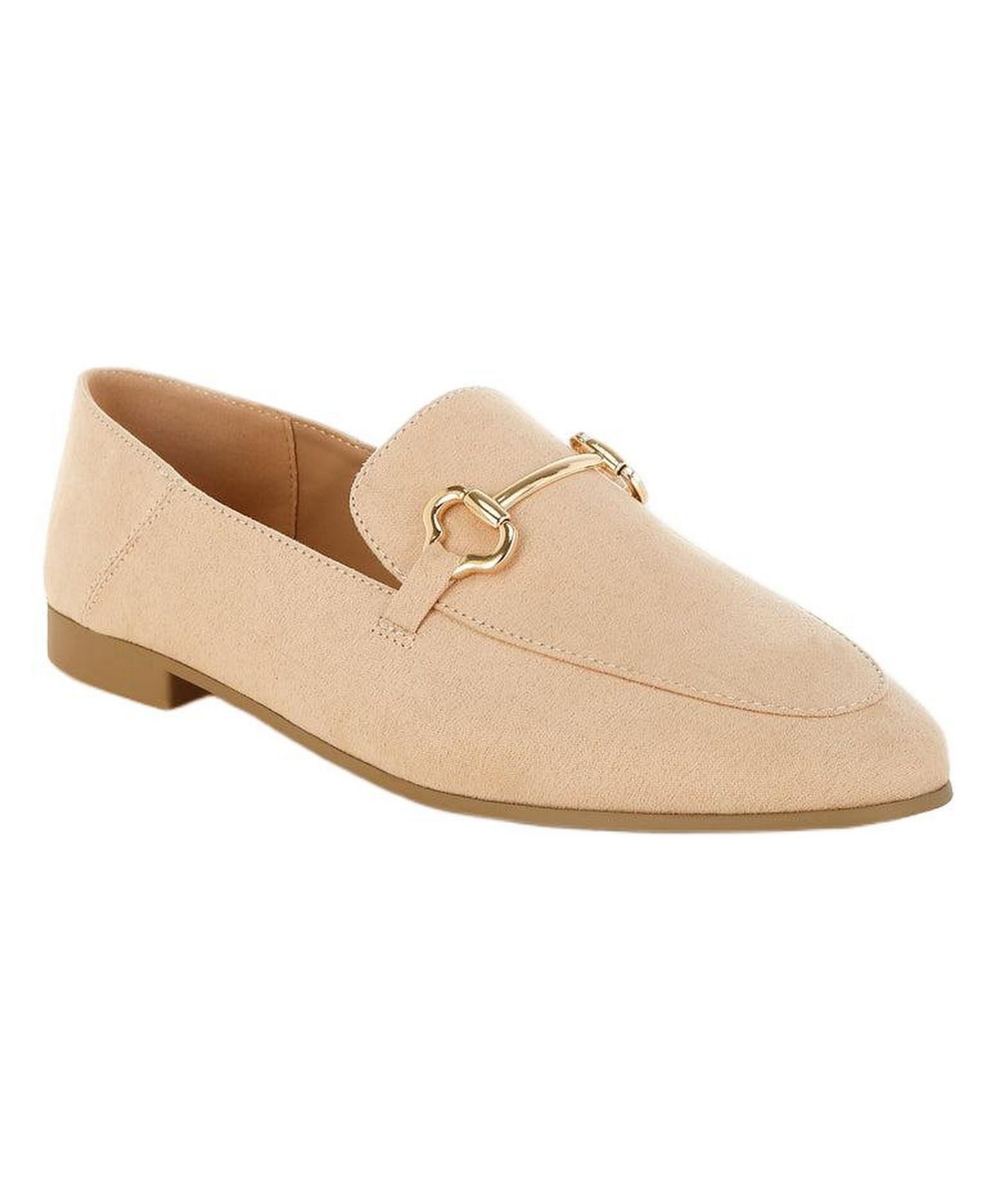 Женские туфли London Rag Noltas Horsebit Embellished Flat, цвет: Бежевая искусственная кожа — фото 3