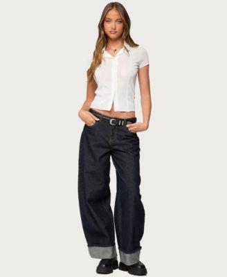 Women's Geena Semi Sheer Button Up Shirt