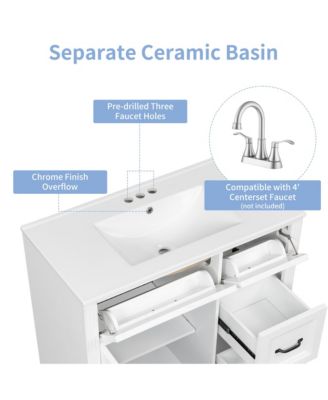 Bathroom Vanity with Sink 4 Drawers Soft Close Door and Adjustable Shelf