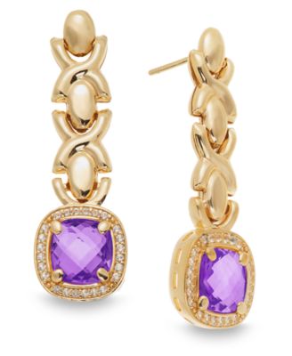 Citrine (3-5/8 ct. t.w.) & White Topaz (1/2 ct. t.w.) XOXO Link Drop Earrings in 14k Gold-Plated Sterling Silver