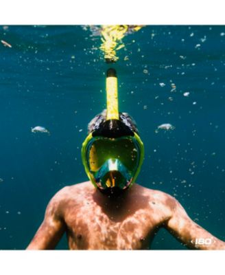 MOFLOW+ IRRIDIUM Full Face Snorkel Mask Black L/XL – Panoramic View, CO2-Free, 4X Oxygen, Anti-Fog, Camera Mount, Premium Straps