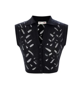 Women's Cropped Ripped Knit Top