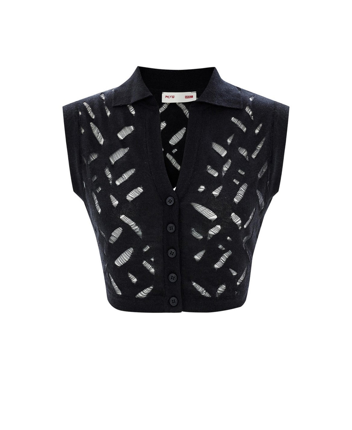 Pcfg Women's Cropped Ripped Knit Top