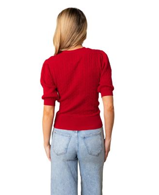 Women's Organic Puff Sleeve Button Front Sweater