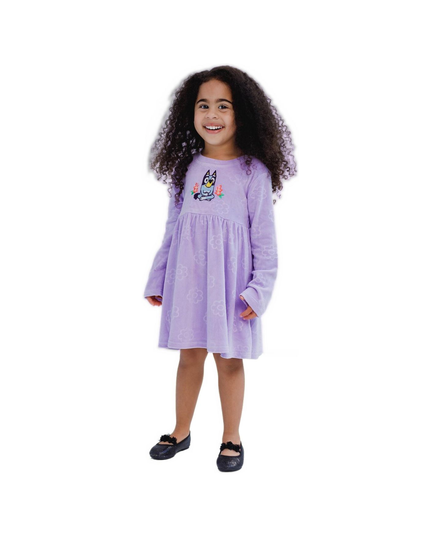 Платье Bluey Velour Skater Dress для девочек-малышей, цвет: Фиолетовый с принтом — фото 2