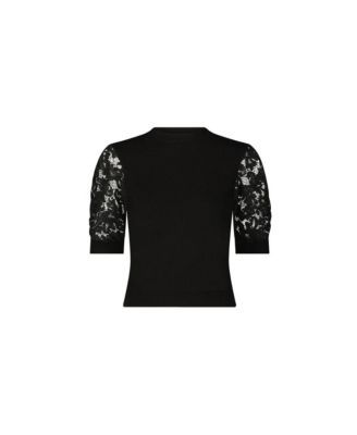 Women's Sylvie Lace Sleeve Top - Black