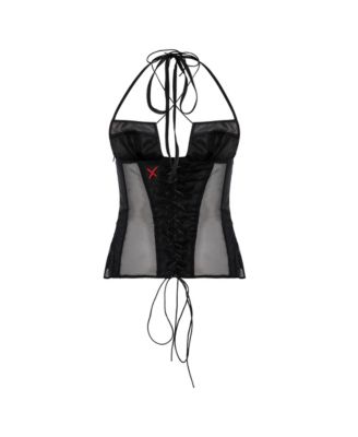 Women's Sheer Tulle Birdcage Detail Top