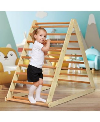 SUGIFT Foldable Wooden Triangle Climber with Reversible Ramp for Kids.