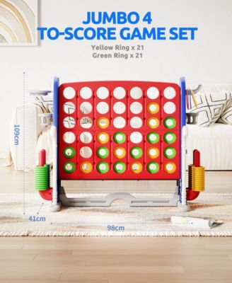 Giant 4-in-A Row Game Set for Kids and Adults with Basketball Hoop