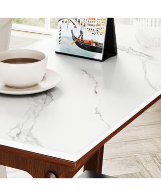 CASAINC Retro Narrow Slate Side Table with Storage Shelf