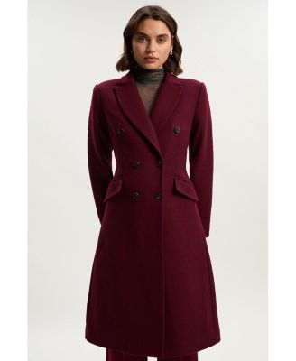 Women's Wool Double Breasted Midi Coat