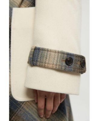 Women's Wool Check Trench Midi Coat