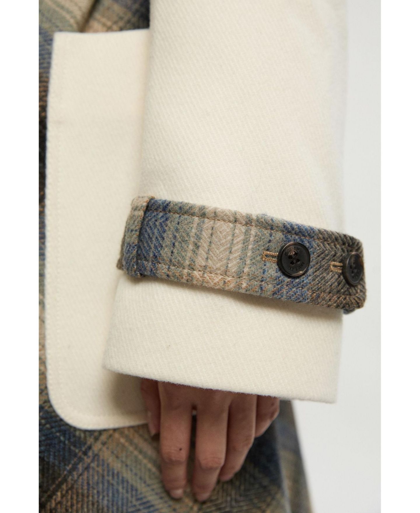 Женское пальто Karen Millen Wool Check Trench Midi, цвет: Слоновая кость — фото 4