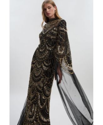 Women's Beaded Midaxi Cape Dress