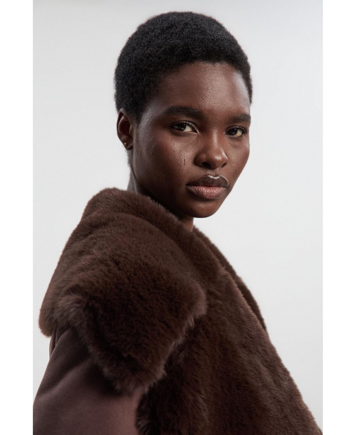 Karen Millen Women's Faux Shearling Belted Maxi Coat