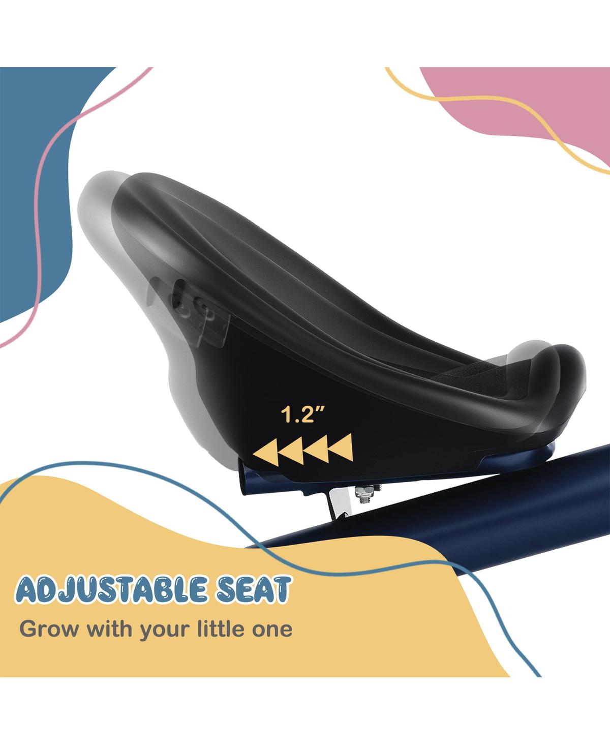 Sugift Toddler Tricycle with Adjustable Seat and Storage Baskets for 1.5-5 Years Old-Navy