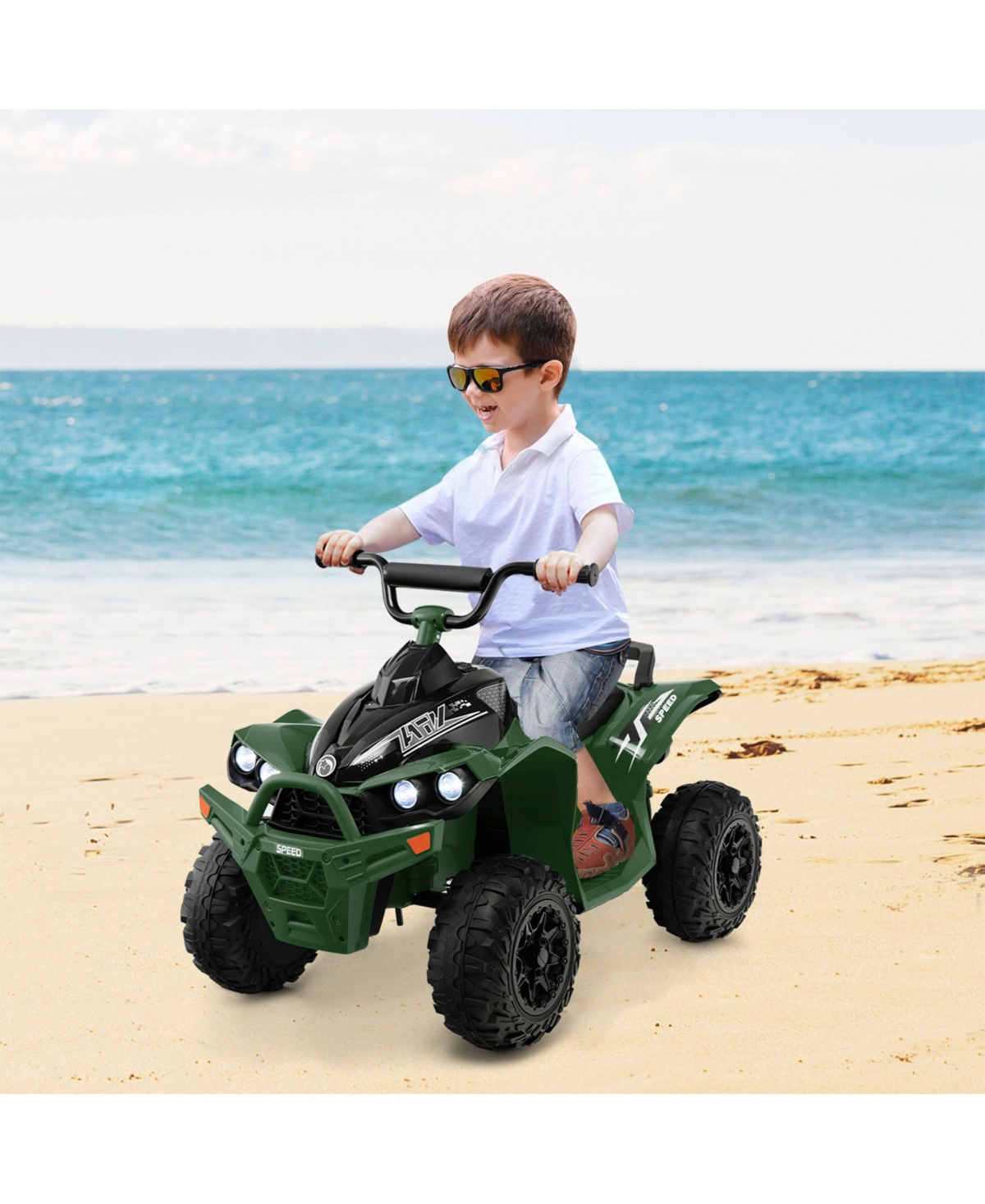 Sugift 12V Kids Ride On Atv with High/Low Speed and Comfortable Seat-Army Green