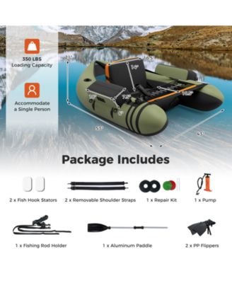 Inflatable with Pump, Storage Pockets, and Fish Ruler Fishing Float Tube