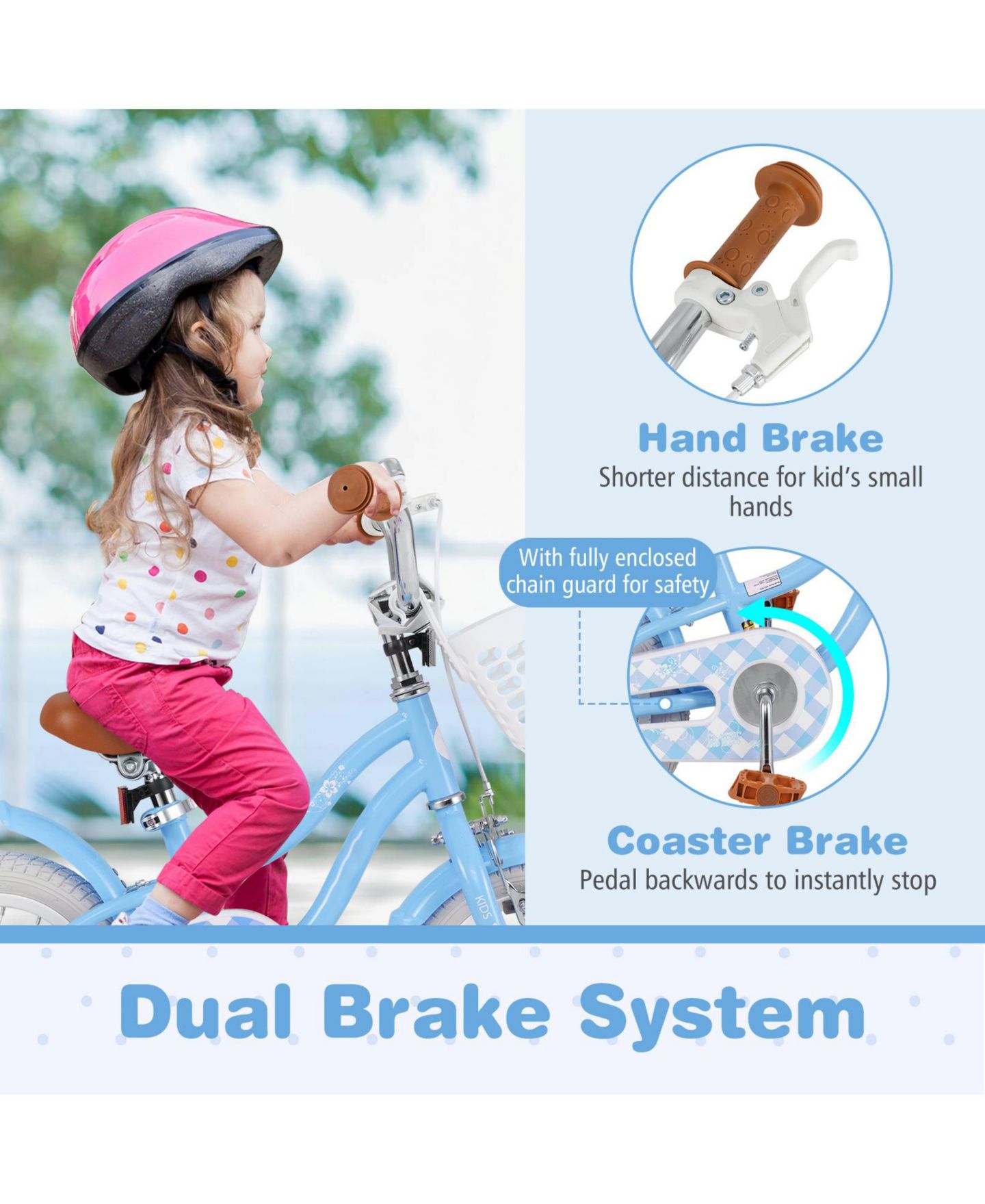 Детская игрушка SUGIFT Kids Bike with Basket, Adjustable Seat & Training Wheels, цвет: Светлый синий — фото 9