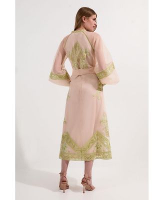 Women's Embroidered Balloon Sleeve Maxi Dress