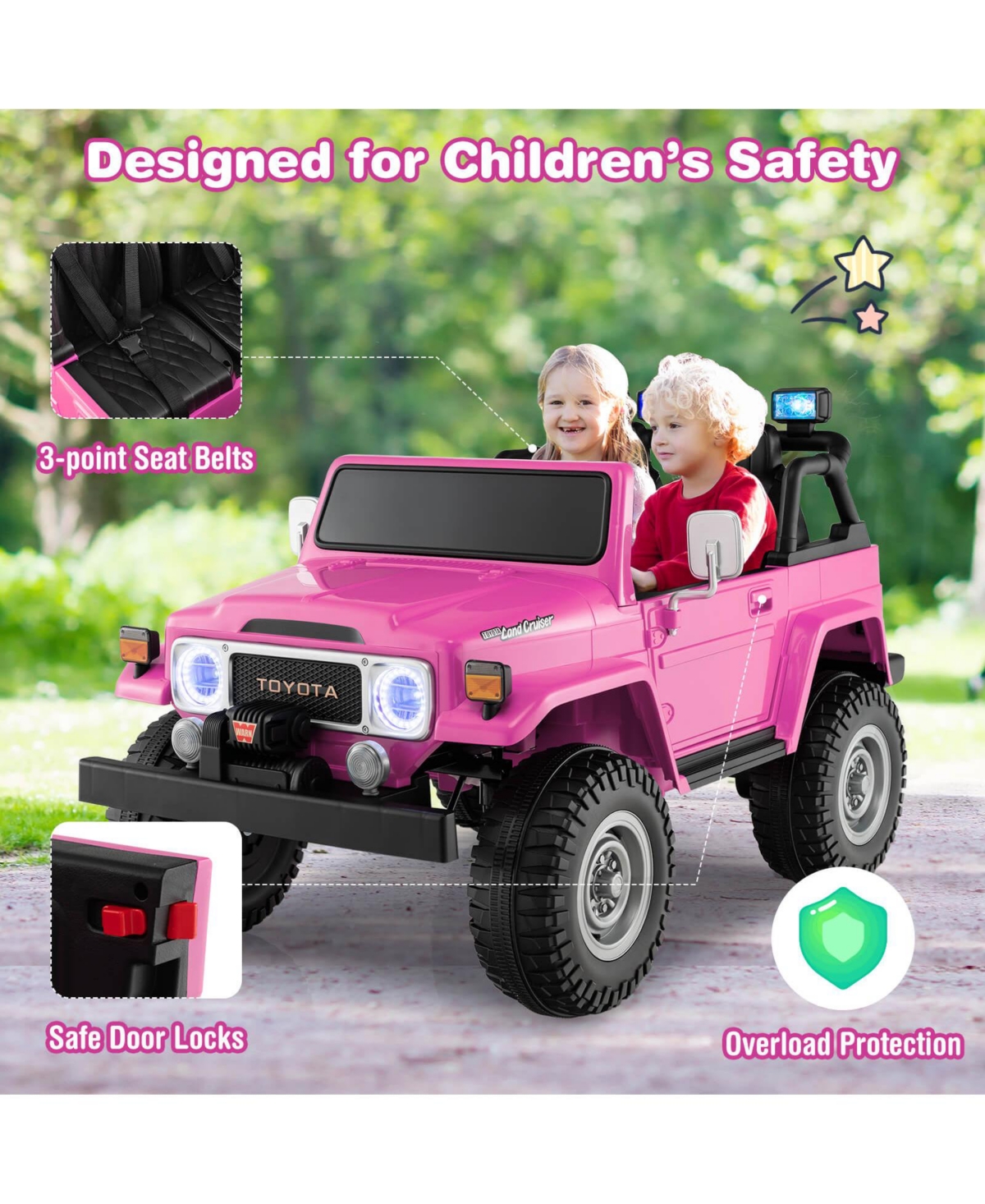Sugift ZMMC4475 12V 2-Seat Licensed Kids Ride On Toyota FJ40 Car with 2.4G Remote Control