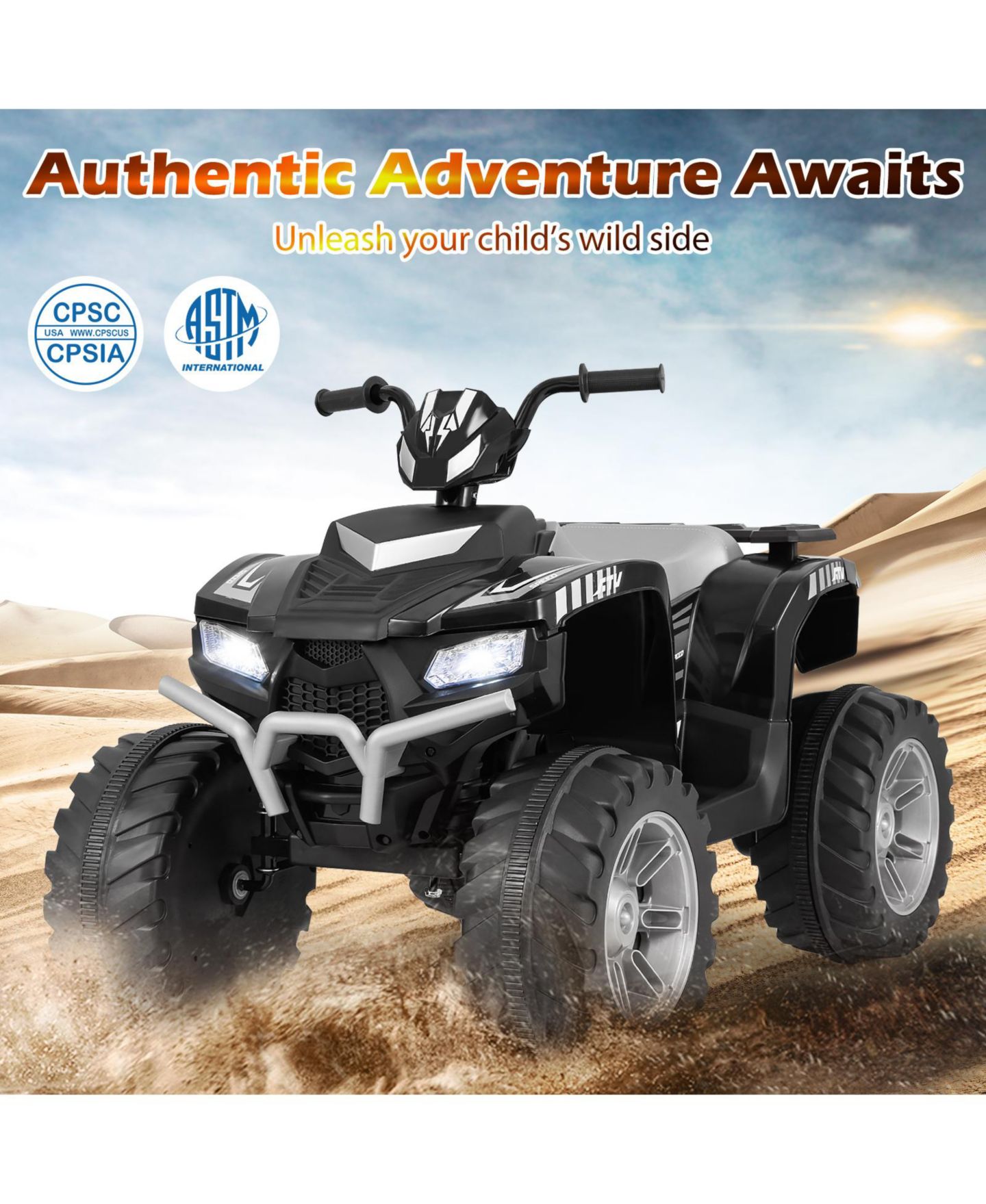 Детская игрушка SUGIFT 24V Wireless Dual-Speed Ride-On Electric ATV for Ages 3-8, цвет: Чёрный — фото 4