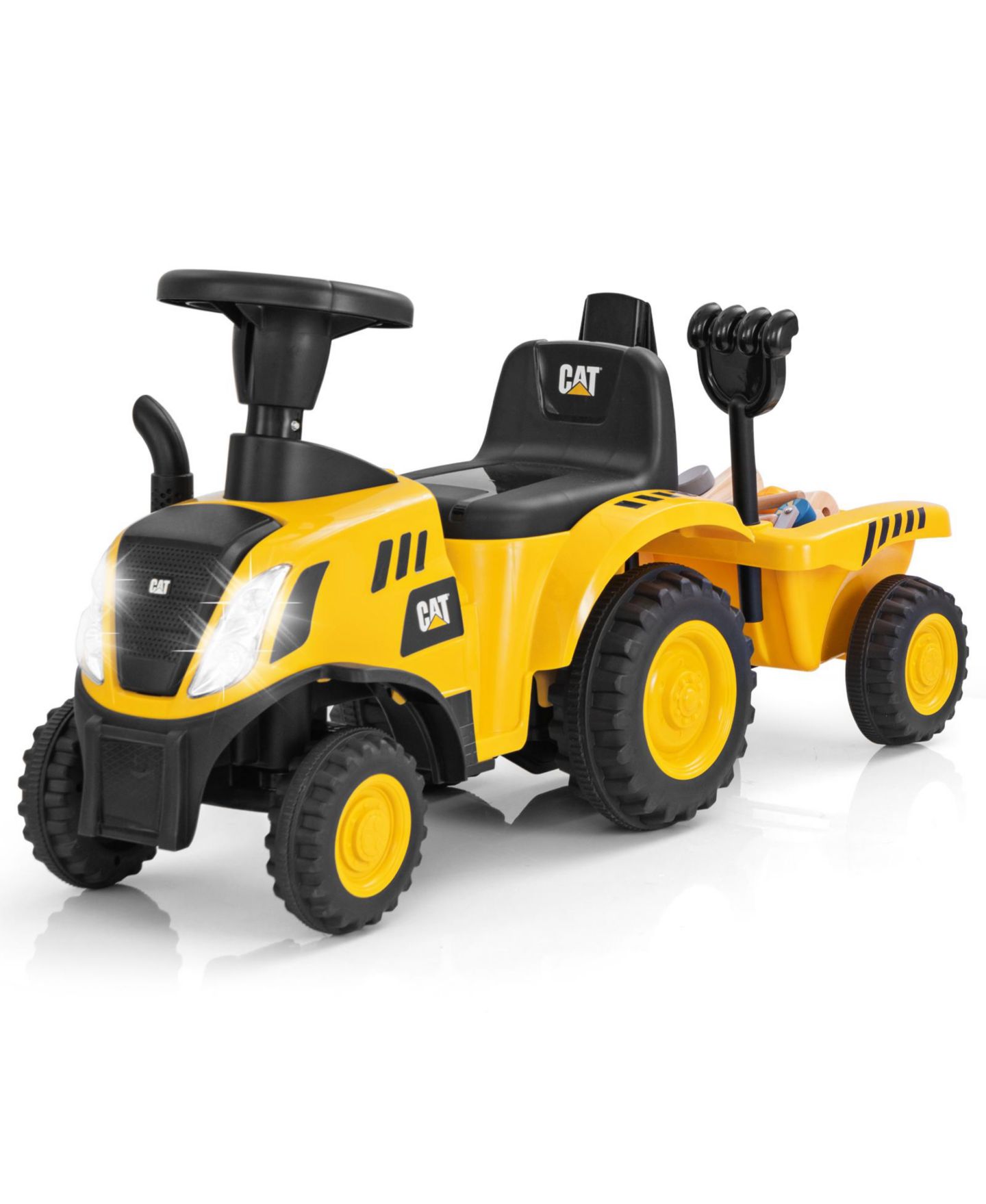 Детская игрушка SUGIFT Licensed Caterpillar® Pedal-Powered Ride-On Tractor with Detachable Trailer, Ages 3+, цвет: Жёлтый — фото 1
