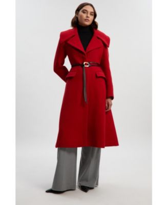 Women's Wool Shawl Collar Belted Midi Coat