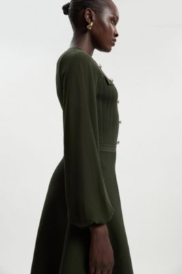 Women's Chiffon Sleeve Military Mini Knit Dress