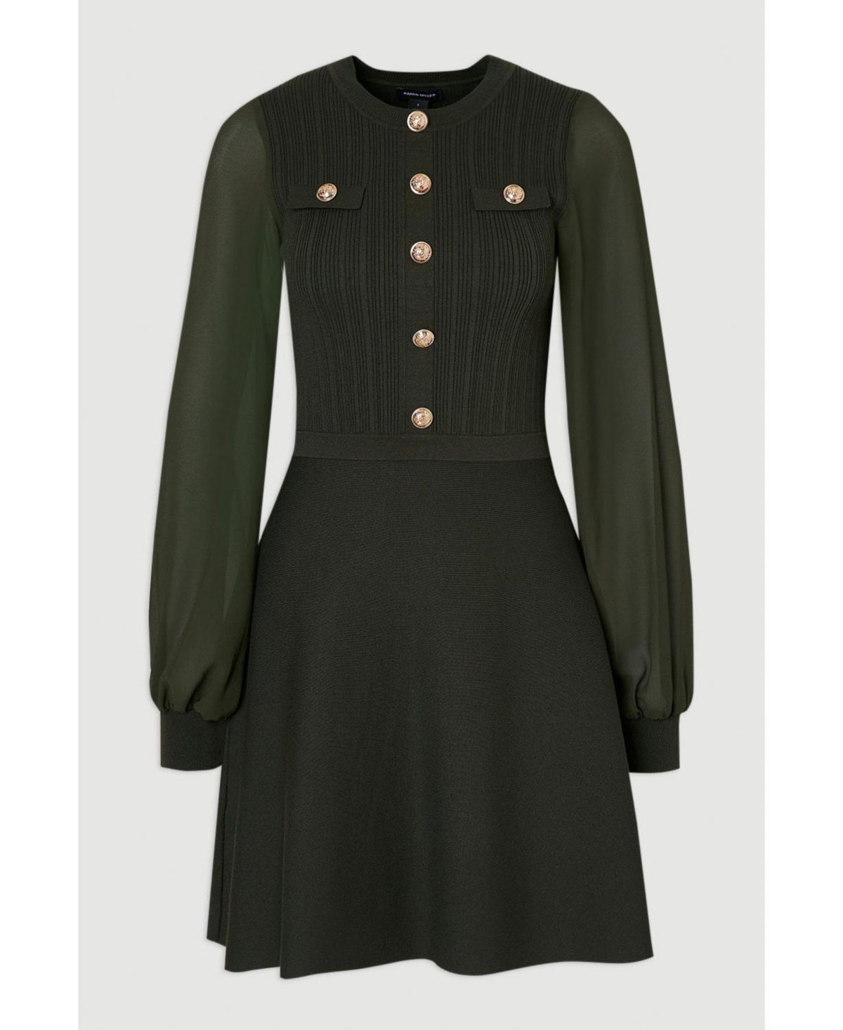Karen Millen Women's Chiffon Sleeve Mini Knit Dress