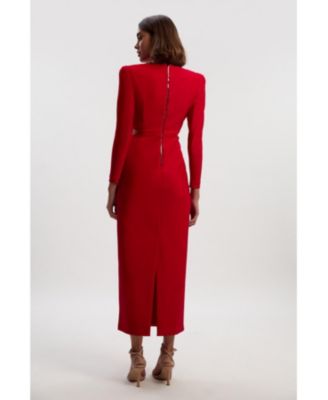 Women's Scuba Crepe Plunge Maxi Dress