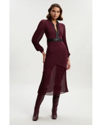 Women's Woven Sleeved Pleated Dress