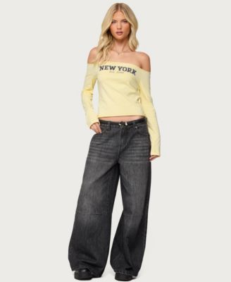 Women's Skater Girl Washed Low Rise Baggy Jeans