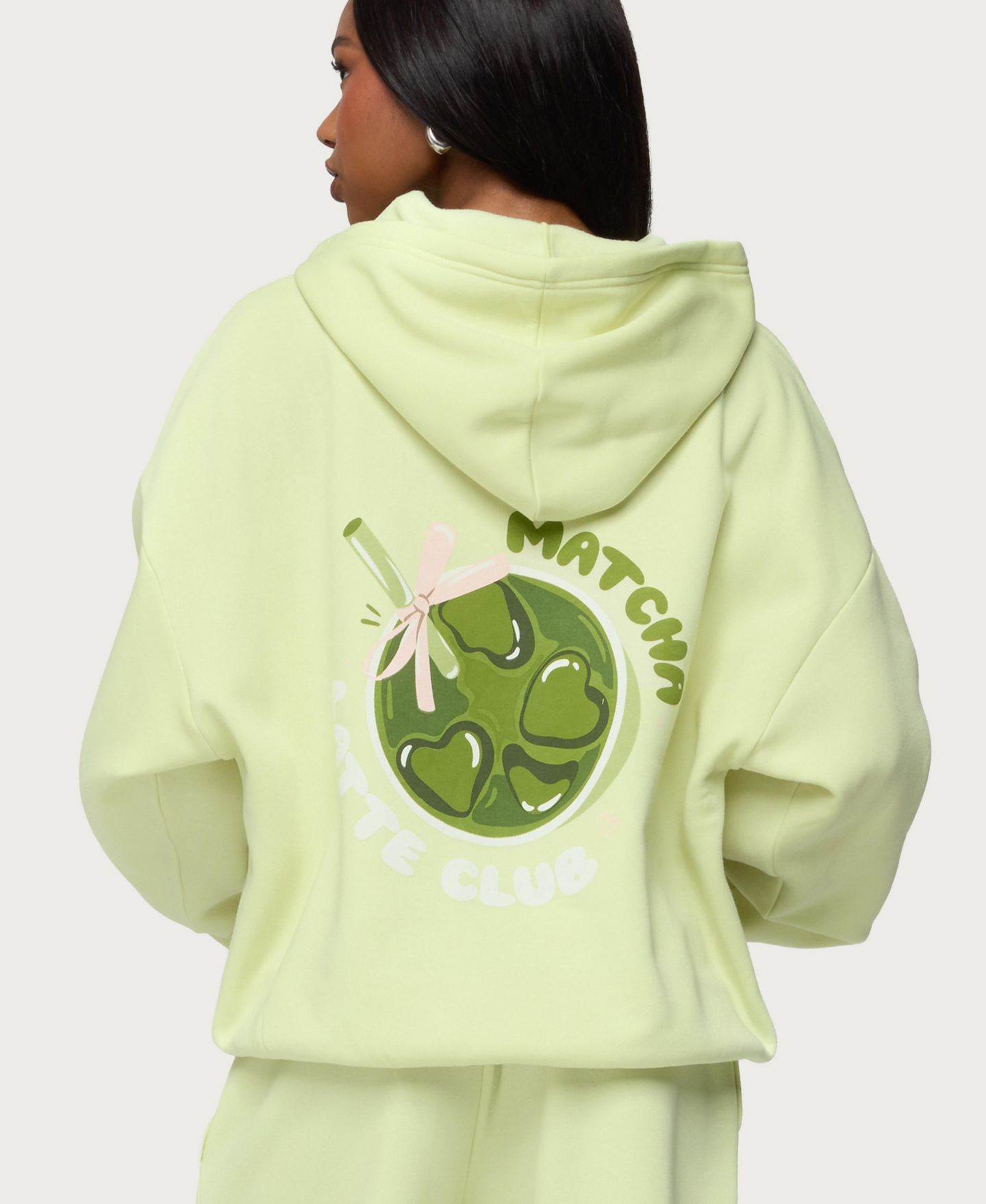Женское худи Edikted Matcha Lover Oversized, цвет: Зелёный — фото 2