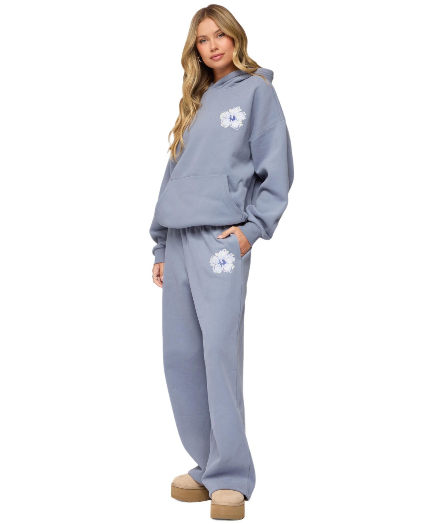 Женские брюки Edikted Tropical Bloom Sweatpants, цвет: Синий — фото 3