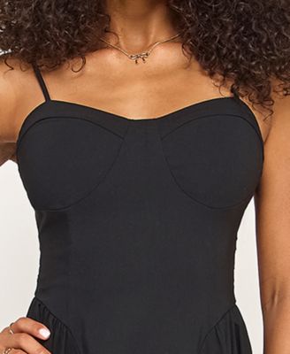 Juniors' Sweetheart-Neck Bow-Back Dress