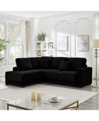 Streamdale 93" L-Shaped Corduroy Sectional Sofa with Reversible Chaise (Black