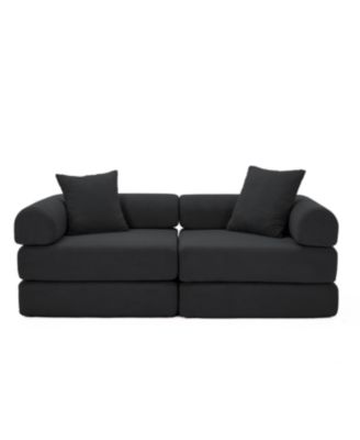Streamdale Modular Couch Sofa Bed for Apartment, Convertible Sofa Bed, Black Corduroy