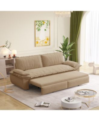 Streamdale Queen Pull Out Sofa Bed, 3-in-1 Convertible Sleeper, Corduroy Loveseat Bed, Camel