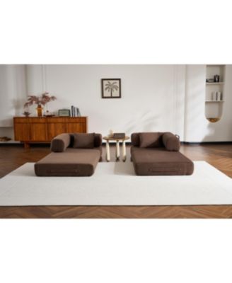 Streamdale Corduroy Convertible Sleeper Sofa Bed with Pillow (Brown)