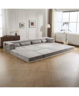 Compression Sofa, Convertible Floor Sofa Bed, Light-grey