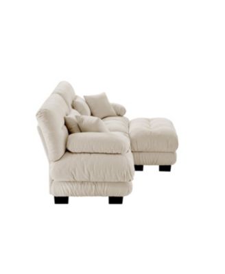 Streamdale Cloud Couch Chenille 2 Seater Sofa with Pillows & Ottoman
