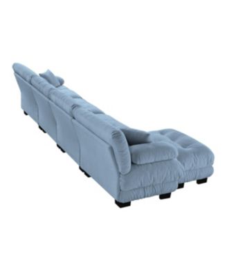 Free Combination Modular Sectional Sofa, L-Shaped Couch, 4-Seater Blue